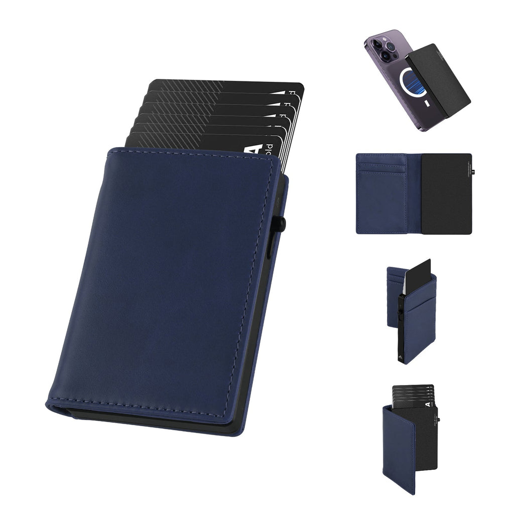 Portefeuille homme TOYFID en aluminium avec étui en cuir véritable, protection RFID et éjection des cartes