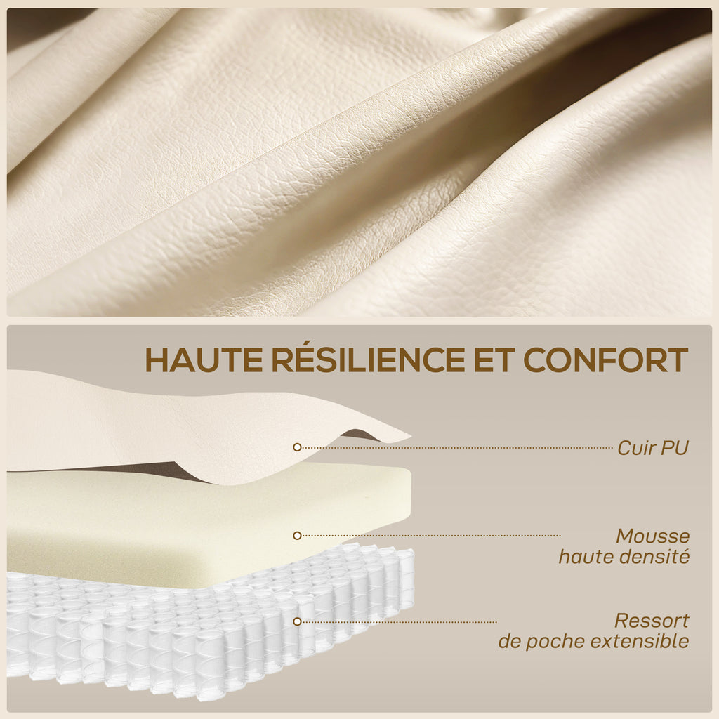 Fauteuil inclinable de massage et chauffage, fauteuil de relaxation, dossier réglable, pivotant 360°, 82x99x103cm, crème-5