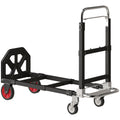 Diable Pliable 2 en 1 Extensible 220KG Pliage Plat Chariot Plateforme Acier Poignée Réglable Roues 360° 112x41x92cm Noir-0