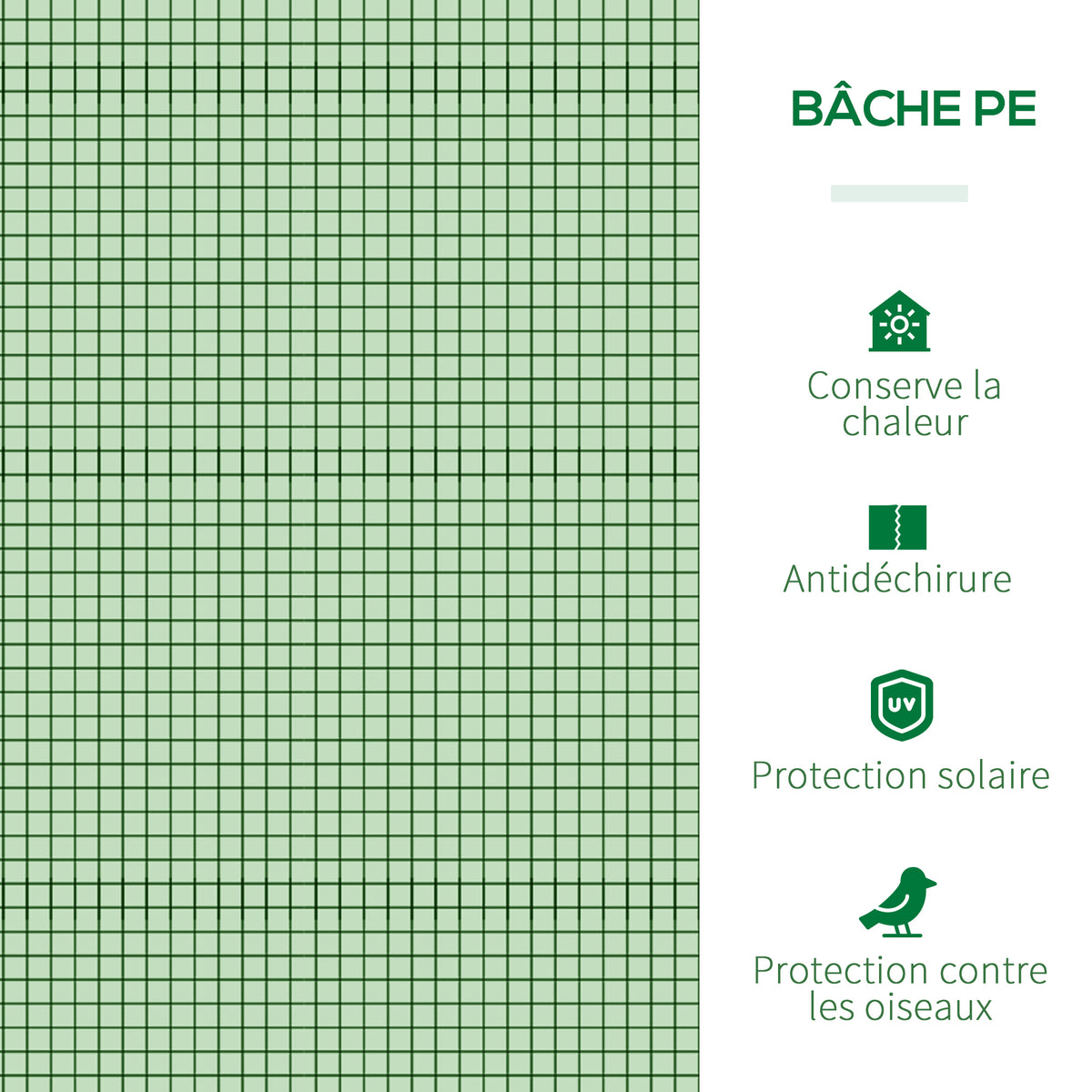 Mini Serre de Jardin Serre à tomates 3L x 1l x 0,8H m Acier PE Haute densité 140 g/m² Anti-UV 3 fenêtres Vert-3