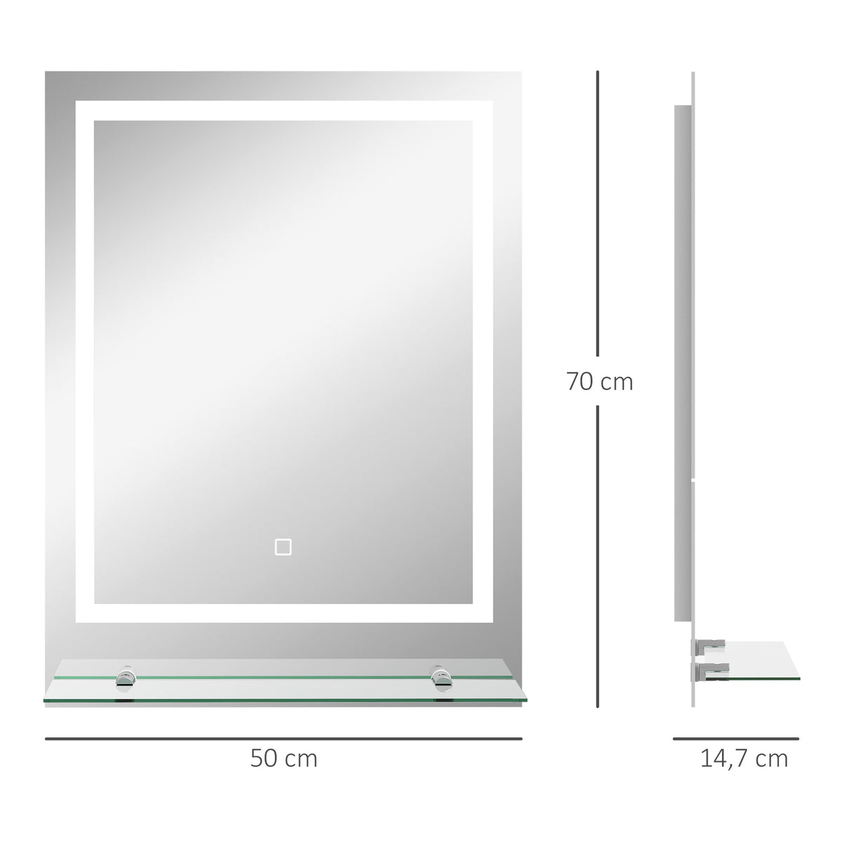 Miroir rectangulaire mural lumineux LED de salle de bain 70 x 50 cm-2