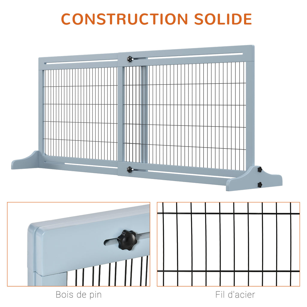 Barrière de sécurité pour chien extensible longueur réglable 104-183 x 36 x 69 cm pin bleu-5