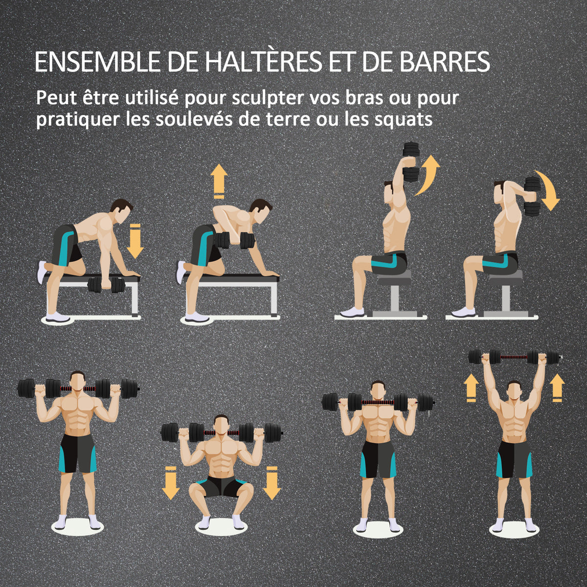 Ensemble d'haltères Courtes Total 30 Kg 2 en 1 poids réglable Barres incluses - entraînement Musculaire & haltérophilie-3