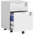 Caisson de bureau, meuble de rangement 2 tiroirs 2 barres pour dossier suspendu, verrouillable avec 2 clés 42x40x60 cm-0