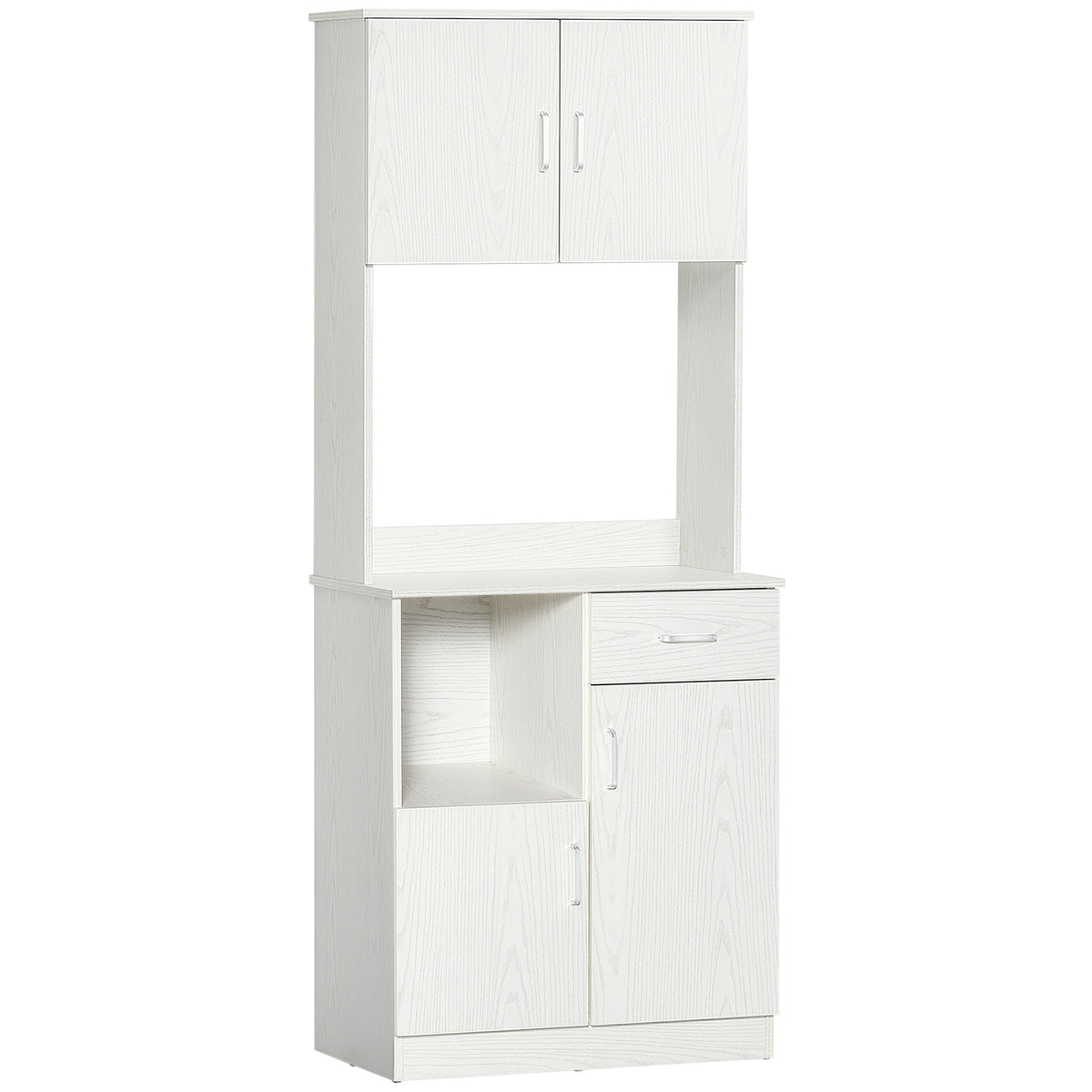 Buffet de cuisine armoire de cuisine multi-rangements 4 portes 1 tiroirs étagère + grand plateau blanc-0