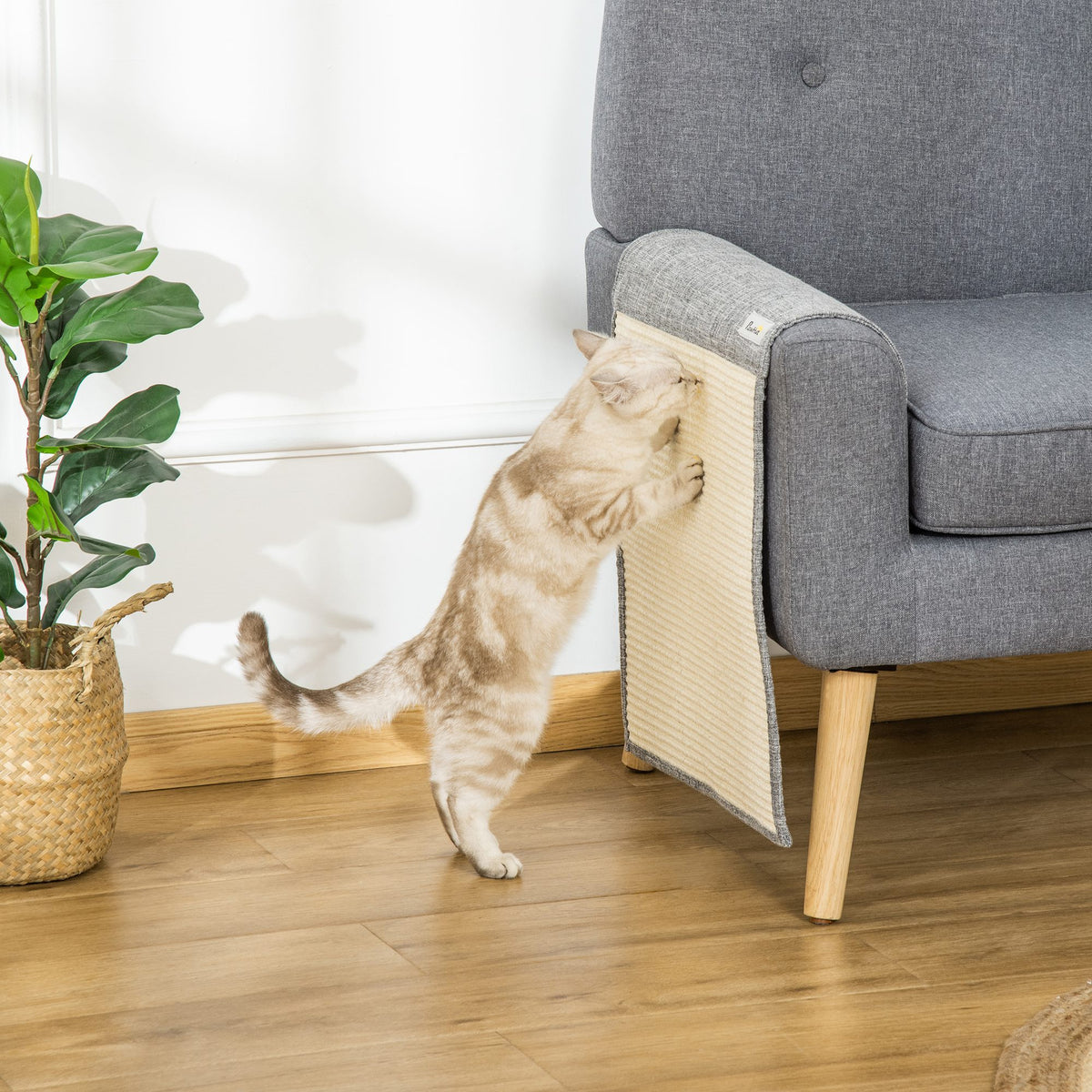 Tapis griffoir Chat Tapis à gratter en sisal Protection canapé Meuble Sol Lot de 2 pcs 130 x 45 cm Gris-1