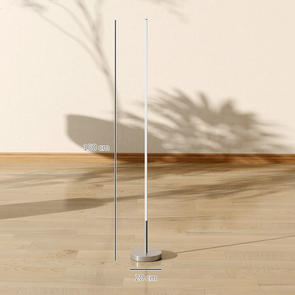 Lampadaire LED, lampadaire sur pied salon à intensité variable, télécommande, interrupteur à pied, Ø20x150cm, argent-2
