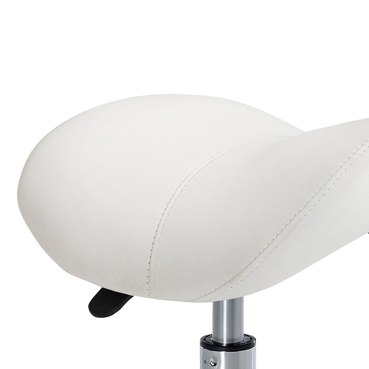 Tabouret à roulettes, tabouret de massage avec hauteur réglable 49-61 cm et selle ergonomique, chaise de travail à roulettes pivotant 360°, pour salon de massage tatouage clinique spa, blanc-7
