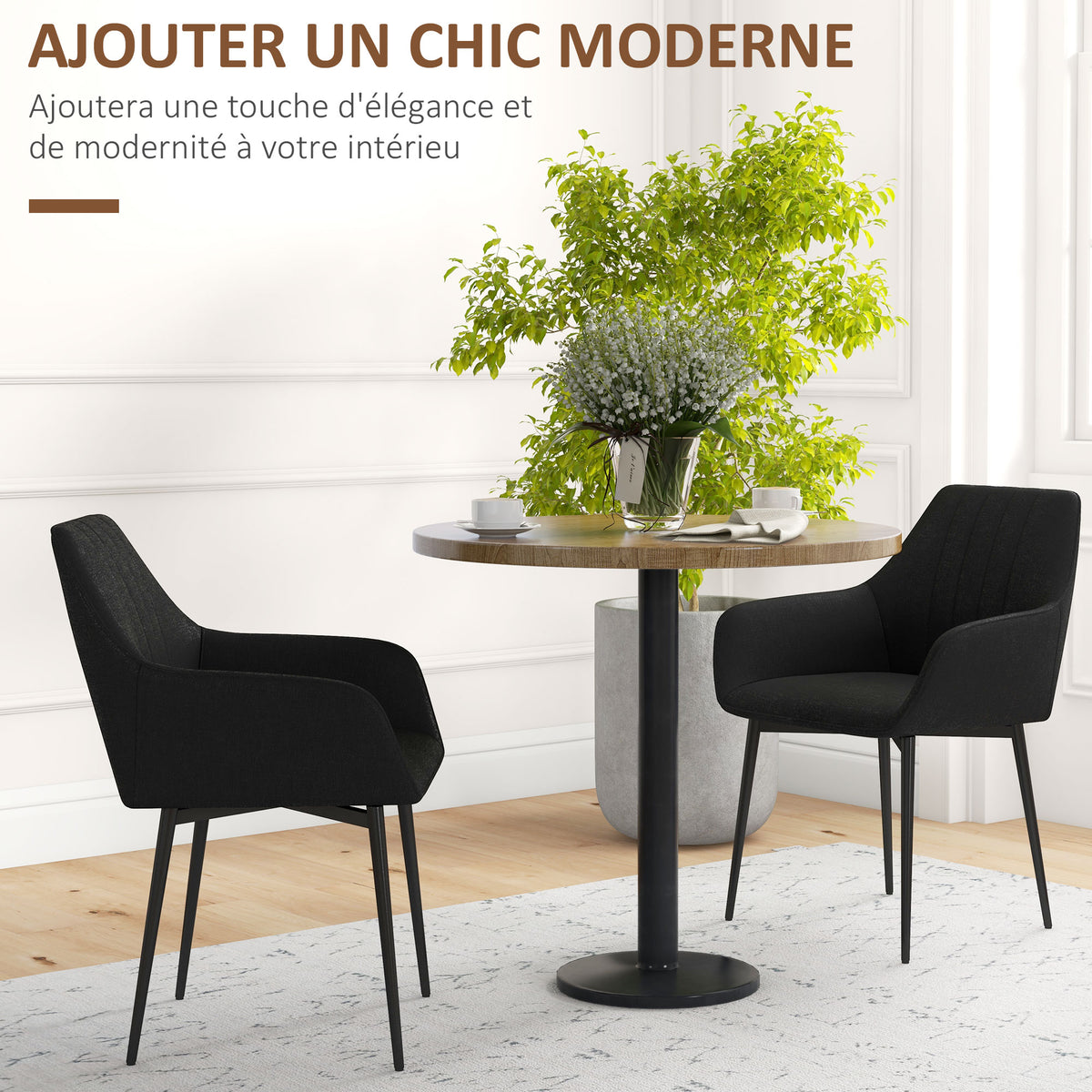 Chaises de Salle à Manger Chaises de Visiteur Design scandinave - Lot de 2 chaises - Pieds effilés métal Noir-3