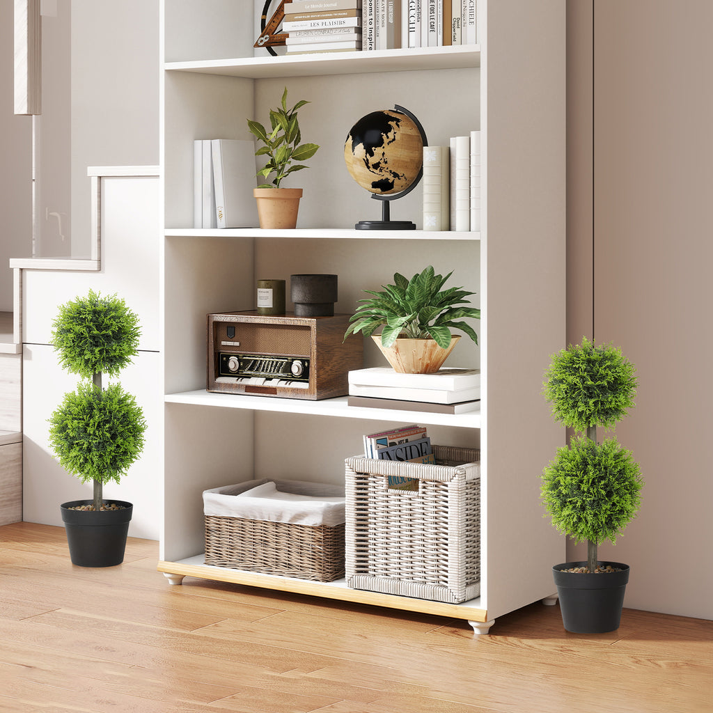 Lot de 2 plantes artificielles décoratives, boules de buis artificiel 60 cm avec pot, plastique, vert-6