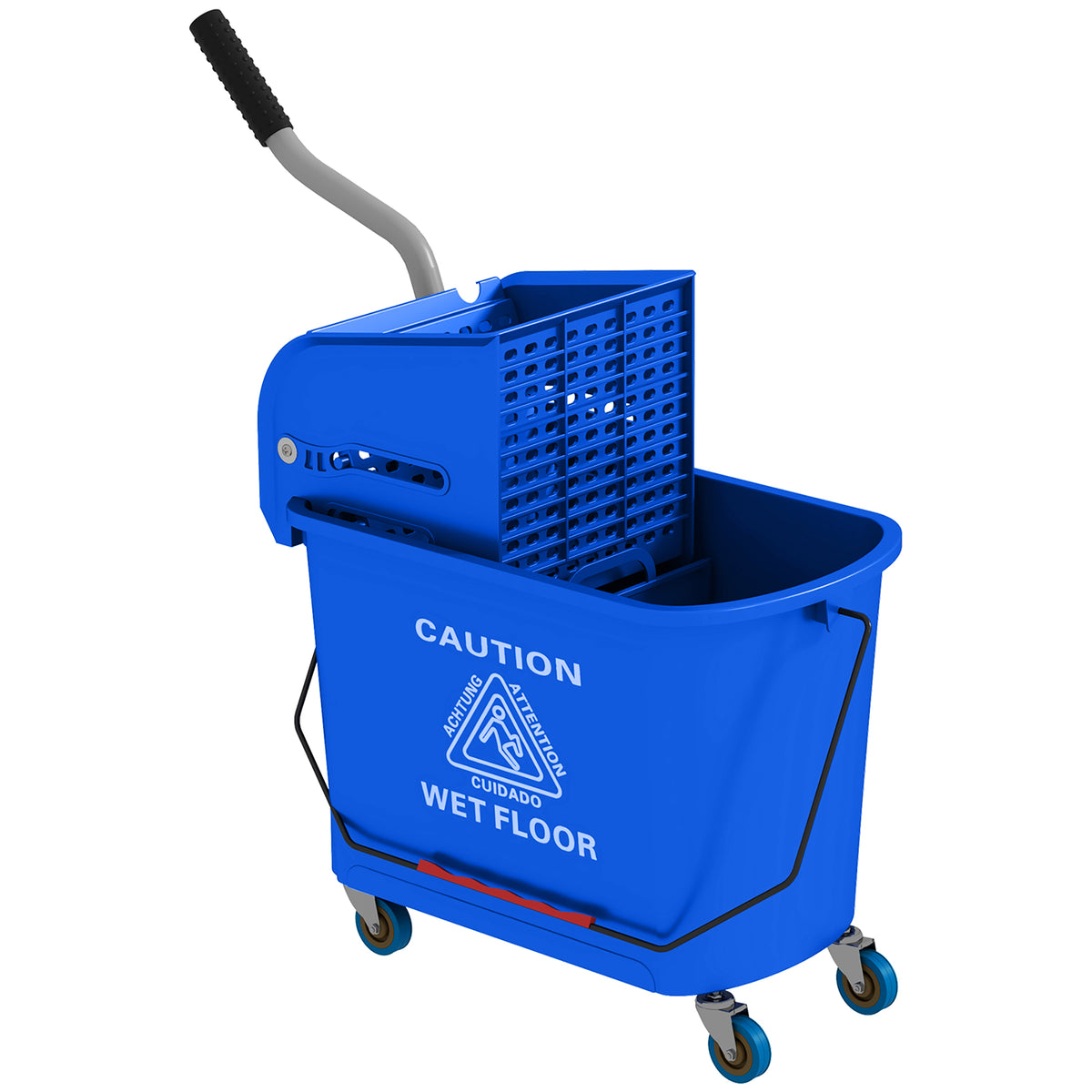 Chariot de nettoyage lavage seau de ménage 20 L avec essoreur et séparateur eau sale propre bleu 60L x 27l x 70,5H cm-0