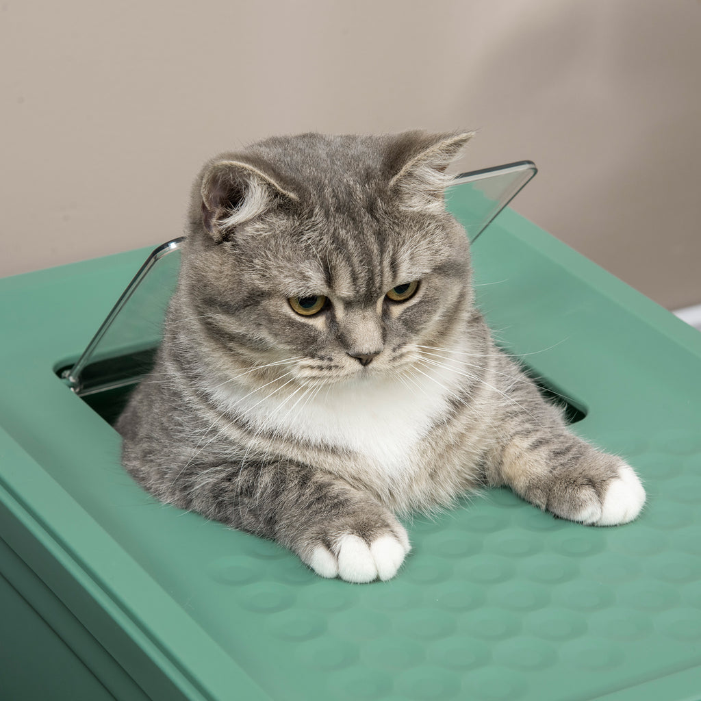 Maison de toilette pour chat pliable double porte battante et supérieure pelle fourni 47,5 x 35,5 x 36,7 cm vert-7