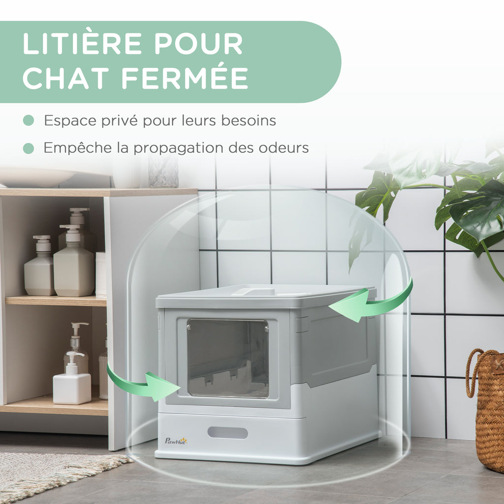 Lot de 2 maisons de toilette pour chat pliable double porte battante et supérieure pelle fourni 47,5 x 35,5 x 36,7 cm-5