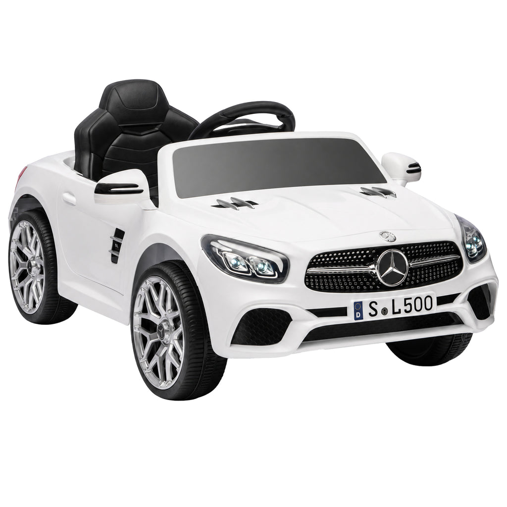 Voiture Électrique Enfants 12V Mercedes-Benz SL500, 3-5 km/h, 2 Moteurs, Télécommande 2,4G, pour 3-5 Ans, Blanc-0
