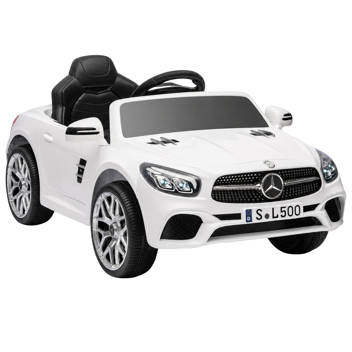 Voiture Électrique Enfants 12V Mercedes-Benz SL500, 3-5 km/h, 2 Moteurs, Télécommande 2,4G, pour 3-5 Ans, Blanc-0