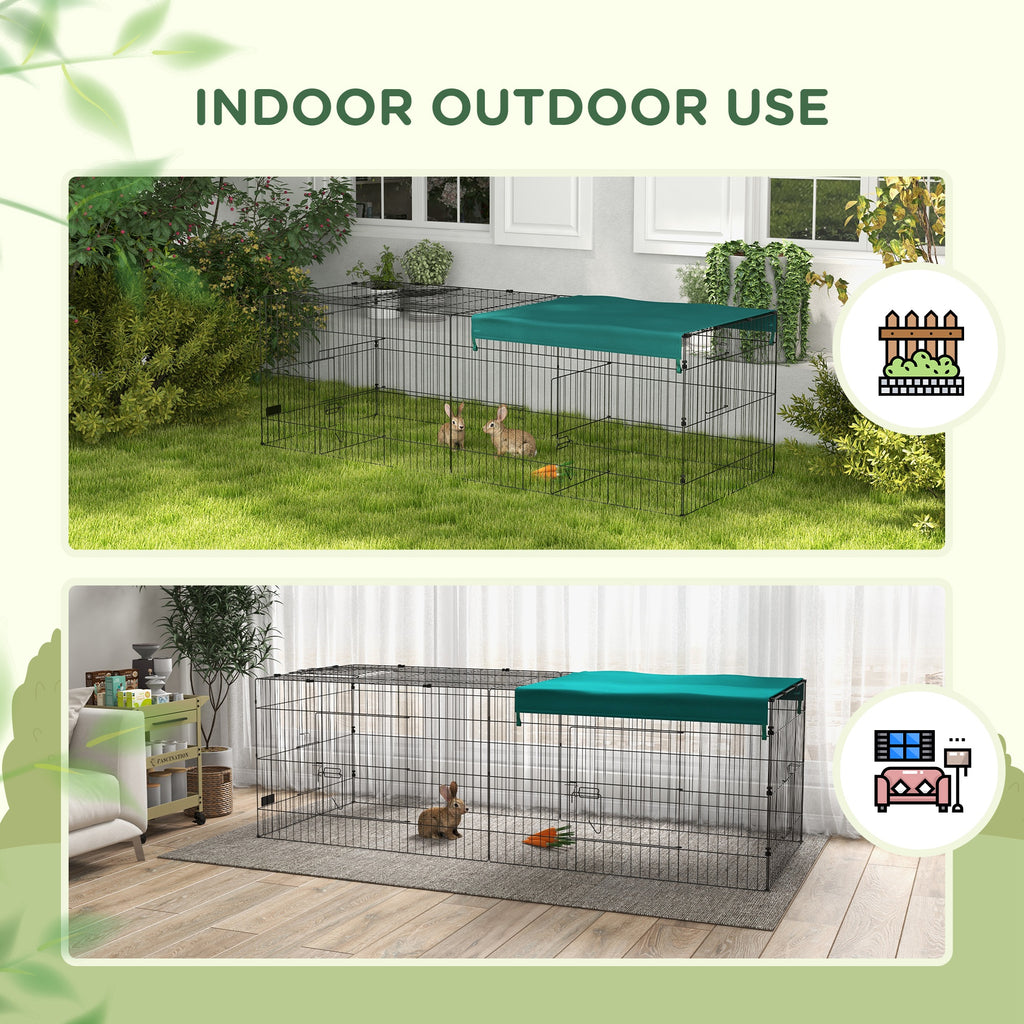 Parc enclos modulable acier avec bache pour lapins rongeurs petits animaux intérieur extérieur 220L x 85l x 70H cm vert-7