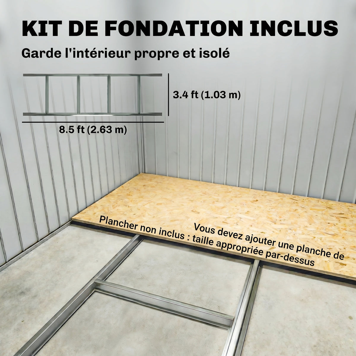 Abri de jardin 5,4 m² 2,77 x 1,95 x 1,92 m kit de fondation porte coulissante ventilations acier galvanisé, gris foncé-5