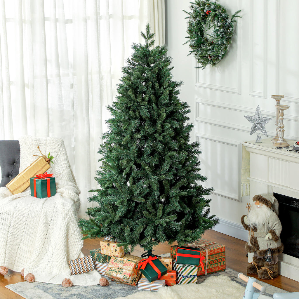Sapin de Noël Artificiel 180 cm Arbre de Noël avec support en acier pliable, 1061 branches, décoration de Noël, vert-1