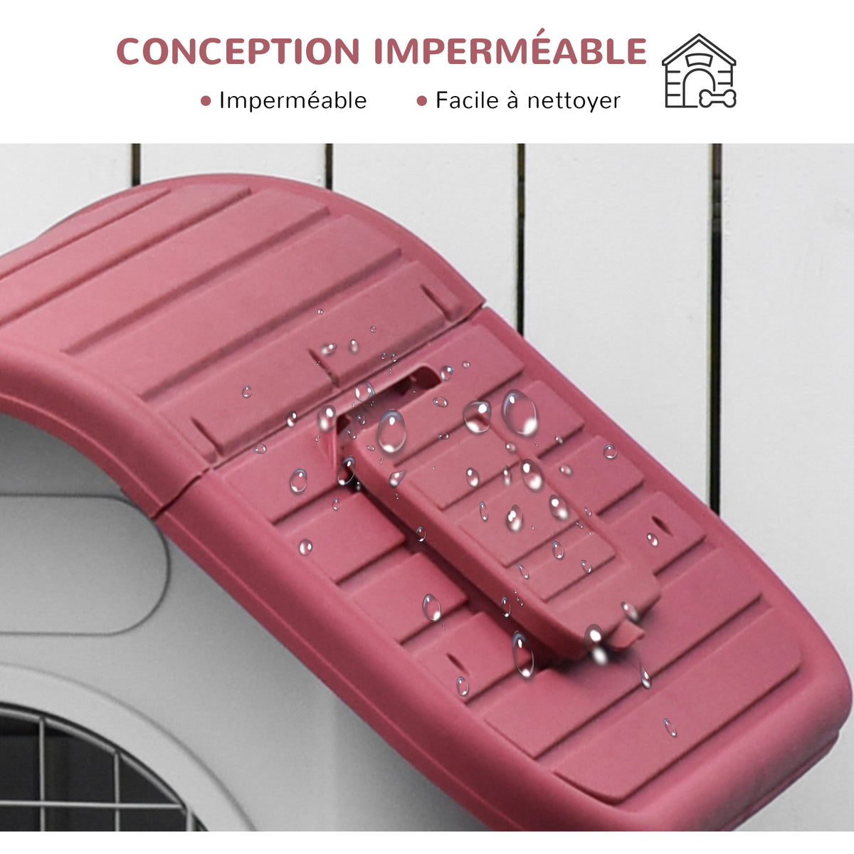 Niche pour chien extérieur et intérieur double porte en métal et multi-ventilation 59 x 75 x 66 cm rouge-4