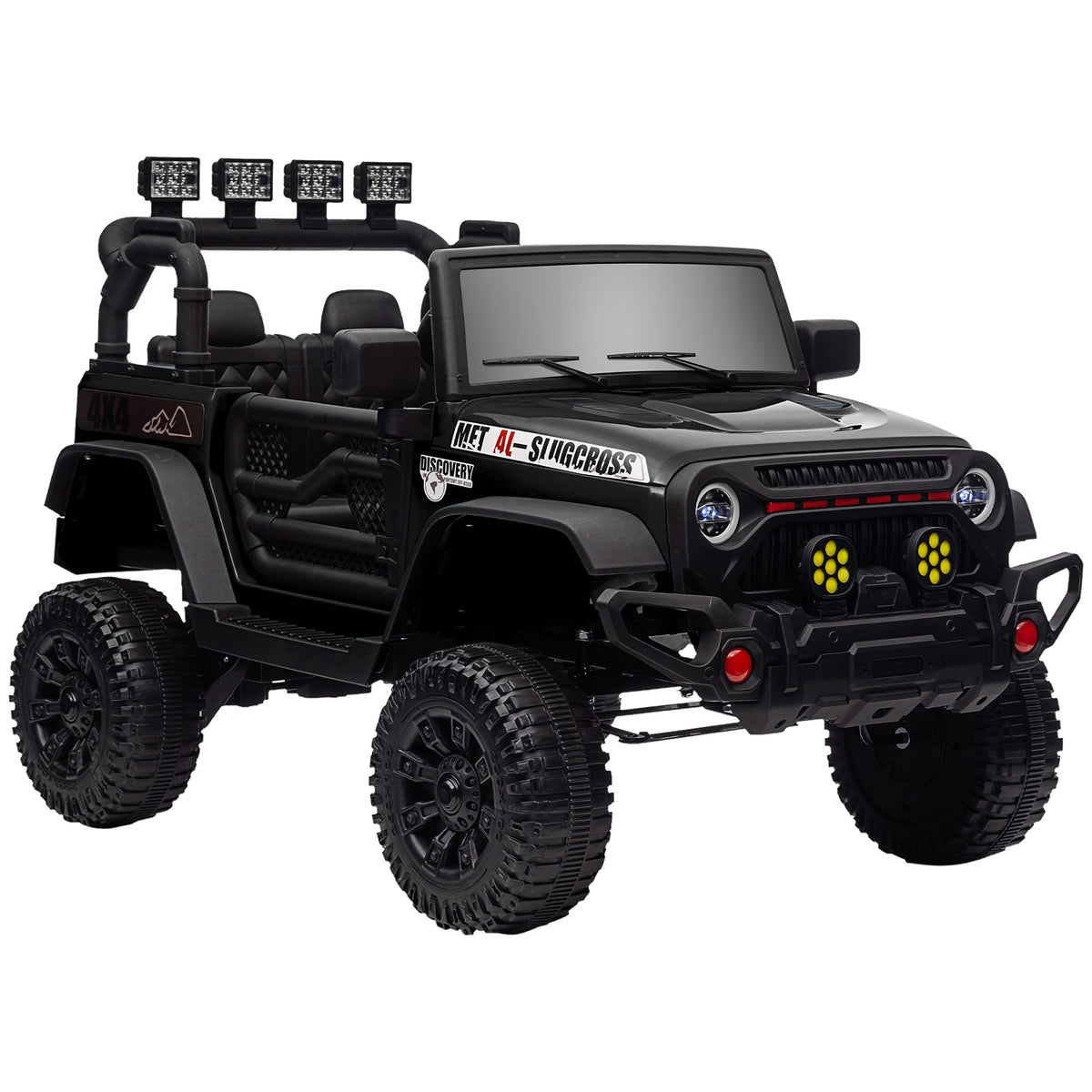 Voiture électrique enfants UTV avec télécommande 2,4G, 2 moteurs 12 V, musique, klaxon, lumières LED, 100x63x65cm, noir-0