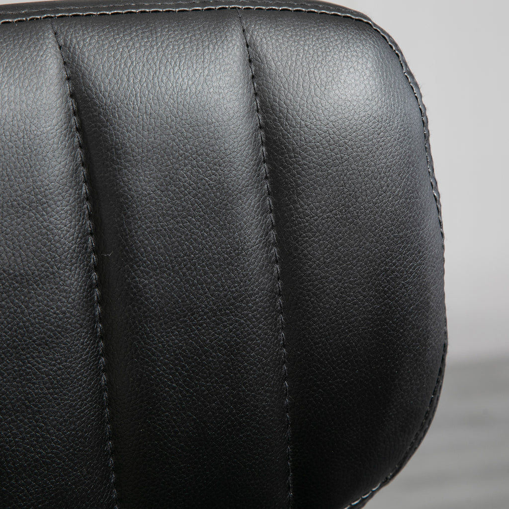 Tabouret à roulettes - tabouret de travail pivotant 360° -  - tabouret ergonomique - hauteur assise réglable 47-62 cm - revêtement synthétique matelassé noir métal chromé-7