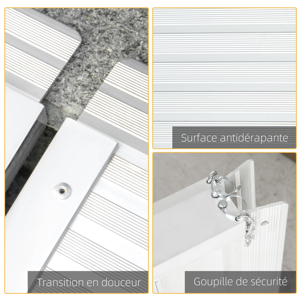 Rampe de chargement rampe d'accès pour fauteuil roulant pliable antidérapante capacité de chargement 270 kg-4
