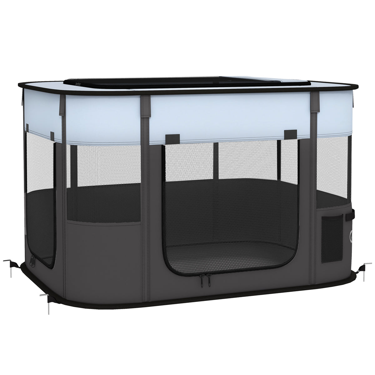Parc enclos pliable pour chien chat petits animaux en tissu Oxford avec rangement 84 x 64 x 53 cm gris et noir-0