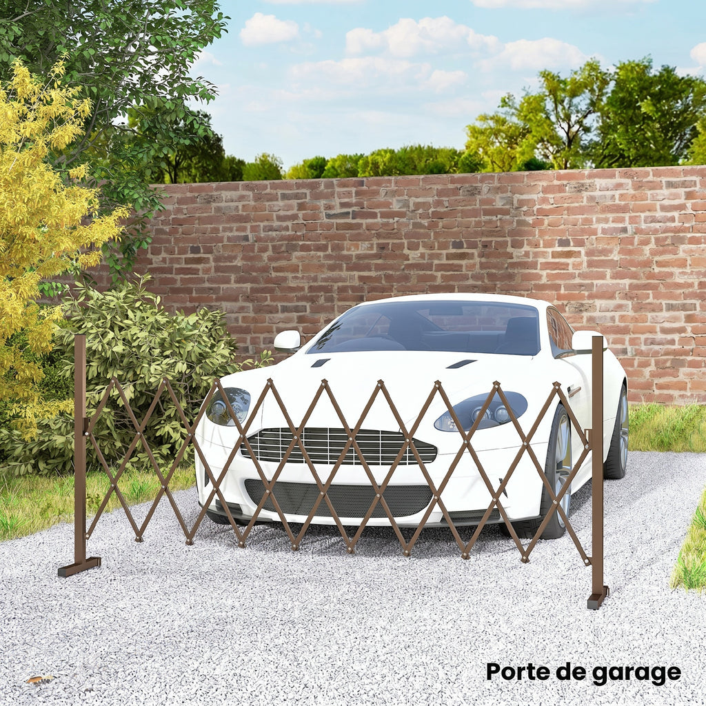 Barrière Extensible rétractable barrière de sécurité 250L x 31l x 104H cm alu métal Chocolat-5