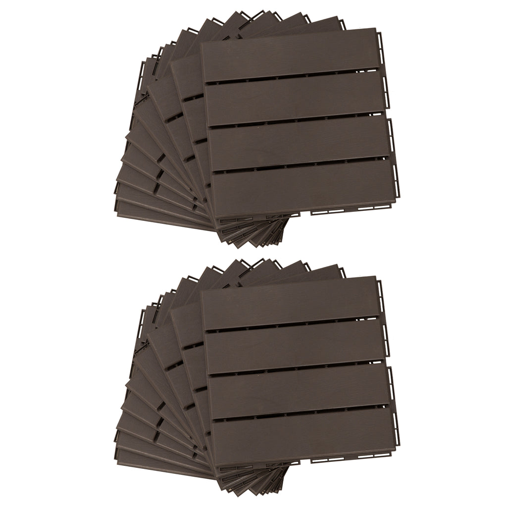 Caillebotis - Dalles terrasse - Lot de 18 - emboîtables, Installation très Simple - Petits Carreaux Composite Plastique-7