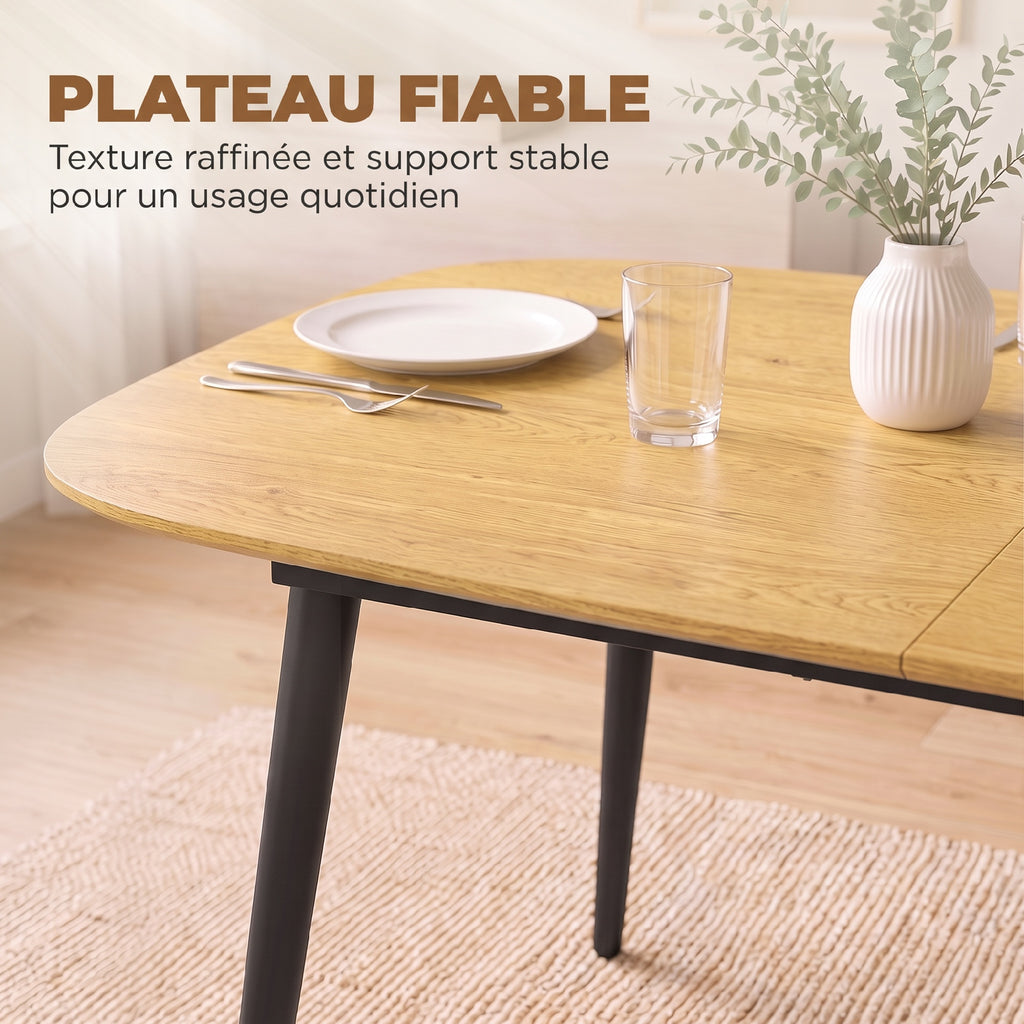 Table à Manger Extensible Rectangle pour 6 à 8 Personnes, Table de Cuisine 160-200 cm avec Étagère, Marron-6