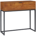 Console meuble, table console avec tiroir et pieds en acier, pour salon, entrée, couloir, 80 x 30 x 76 cm, marron-0