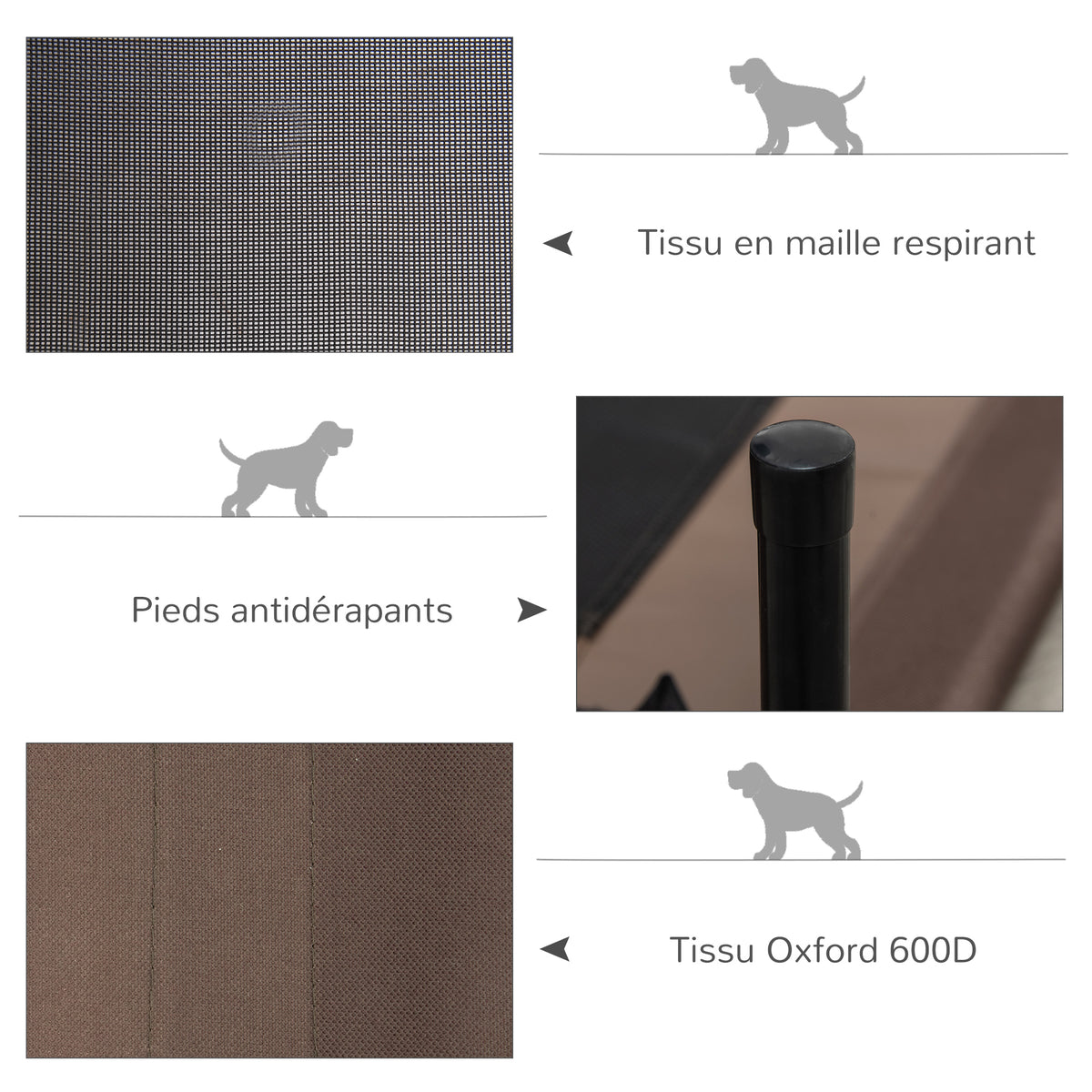 Lit pour chien chat lit de camp grand confort sur pieds tissu oxford textilène micro-perforé-4