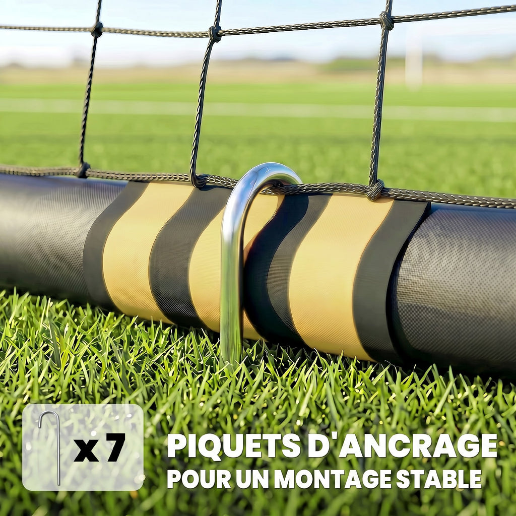 But de Football pour Enfant et Adulte 3 x 2 m, Envoloppé Mousse de Protection, 7 Piquets de Sol, Filet en PE, Jaune-5