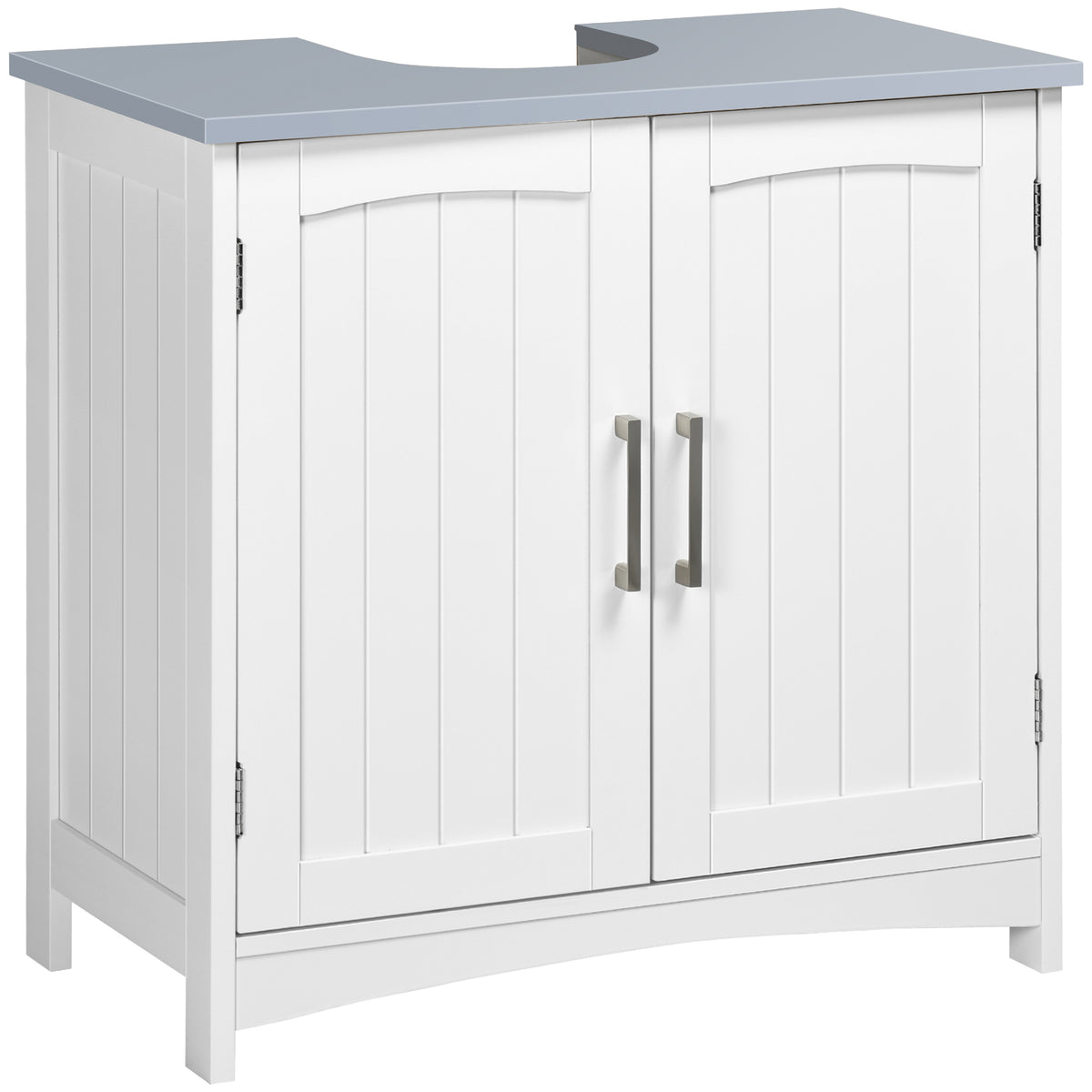 Meuble salle de bain sous lavabo à double portes avec étagères réglables, blanc-0