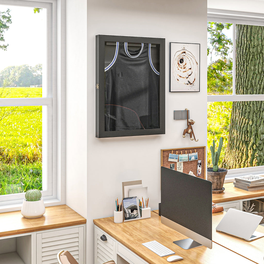 Frame box T-frame cadre pour maillot porte acrylique doublure interne feutre 60 x 6,5 x 80 cm noir-7