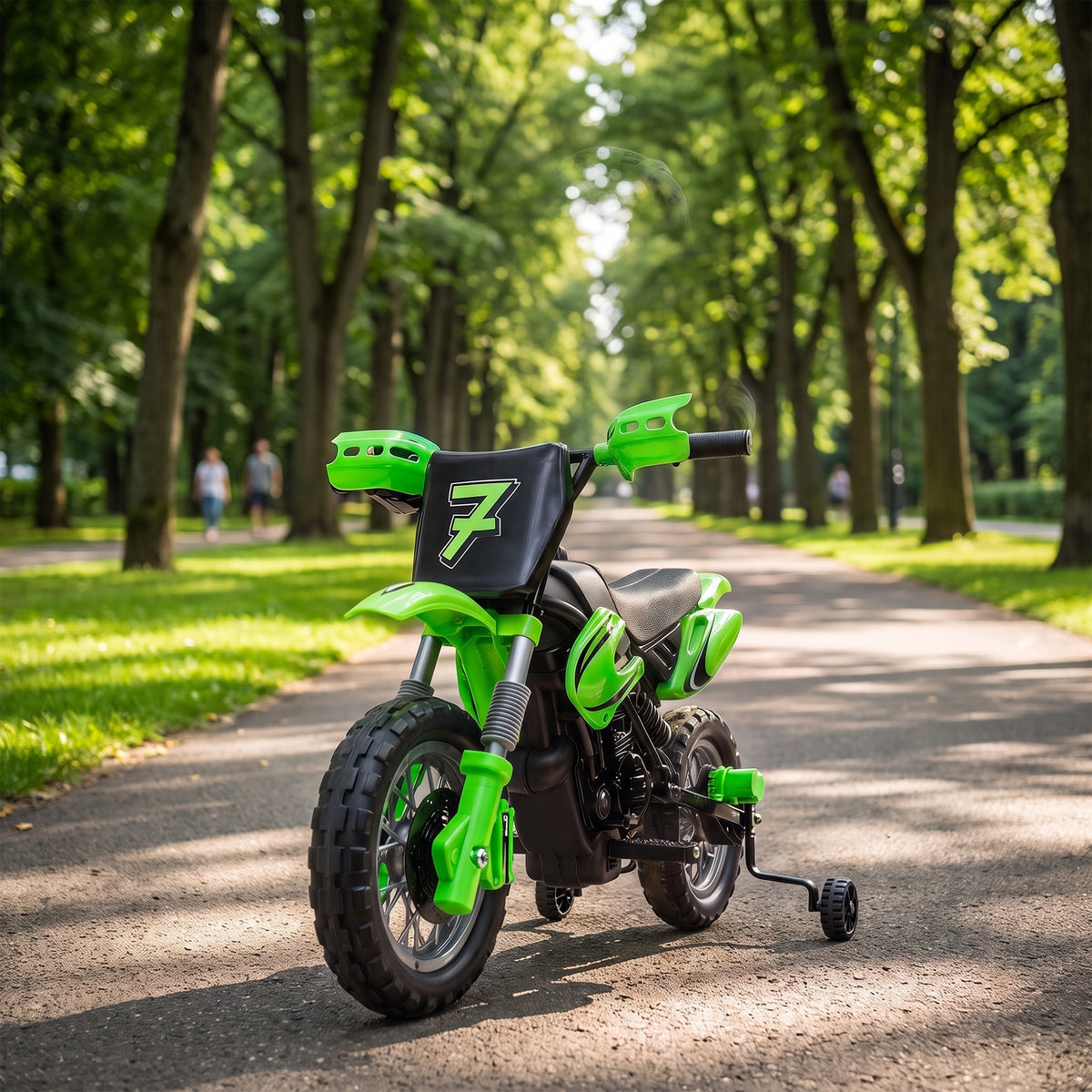 Moto Électrique Enfants 12 V, Vitesse Max 3 Km/h, Batterie au Lithium, Double Moteur, Suspension Arrière, Vert-1