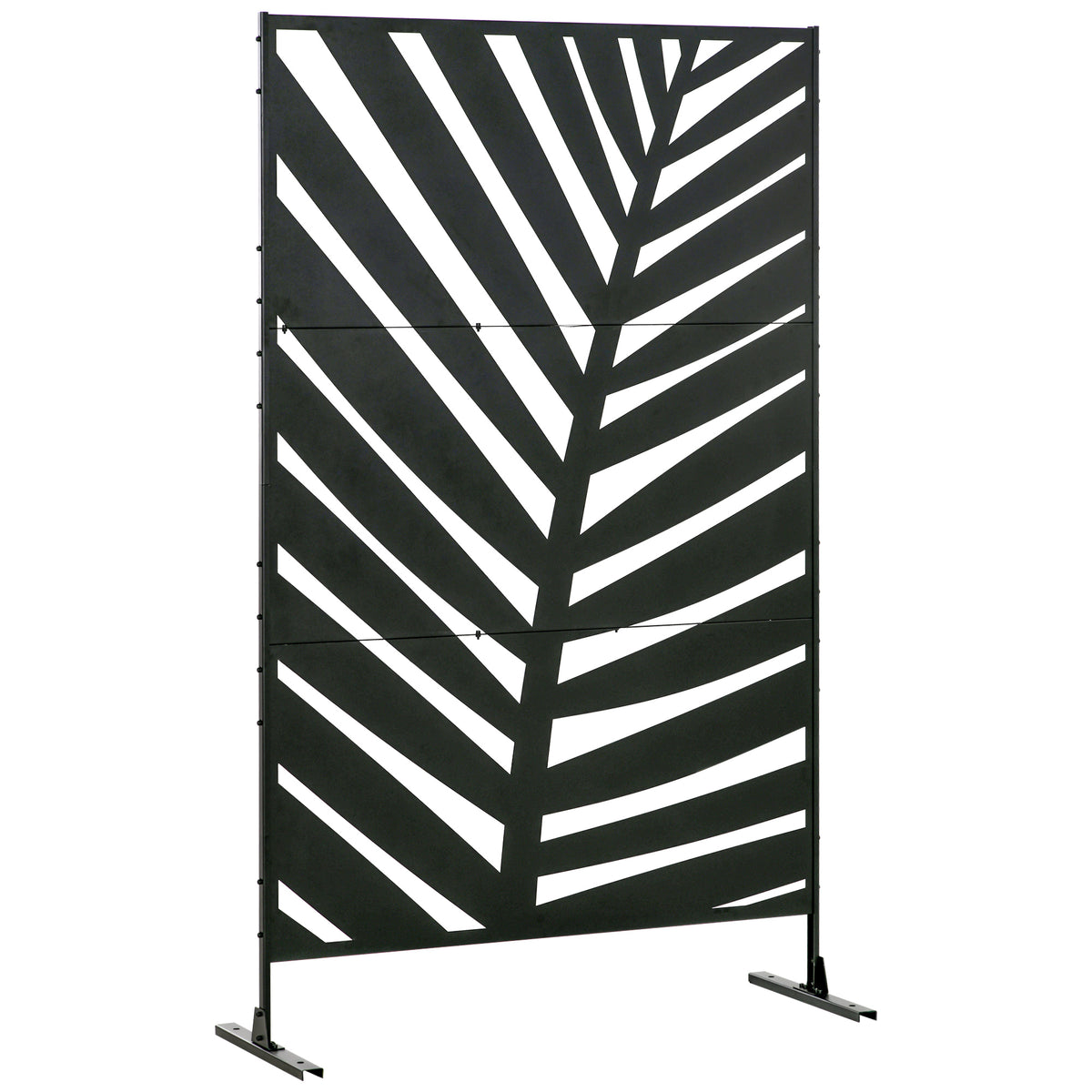 Paravent séparateur de jardin balcon décoratif extérieur à motif végétal en acier 122 x 45 x 198 cm noir-0