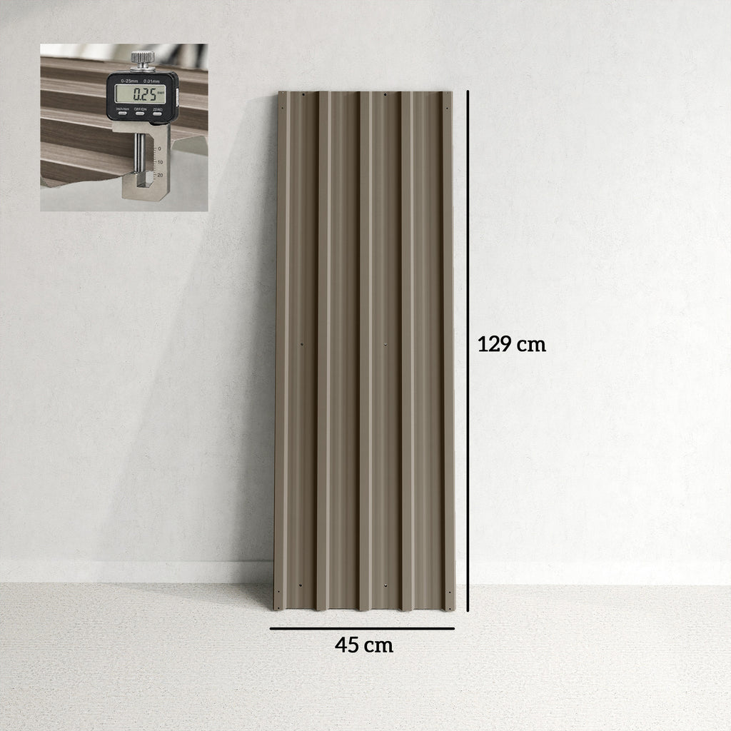 Lot de 12 Panneaux en Acier Galvanisé Résistant aux Intempéries, Marron, Dim. d'un Panneau 129L x 45l cm-2