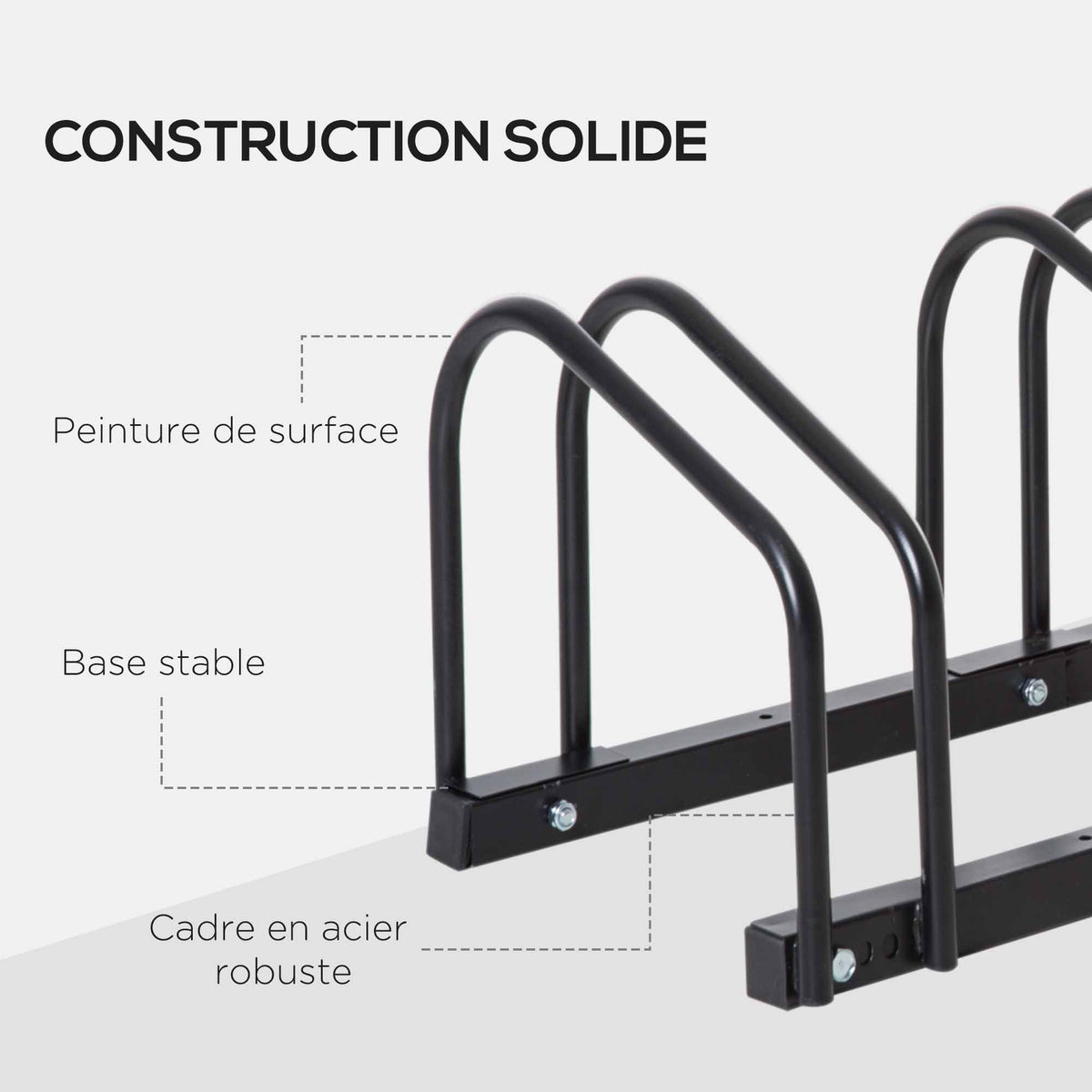 Râtelier 5 vélos range-vélos support rangement vélo à pneu 65 mm dim. 145L x 33l x 27H cm acier noir-7