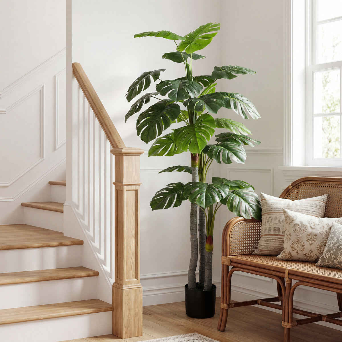 Arbre Artificiel Plante Artificielle Monstera H.1,5 m Tronc Branches Lichen Feuilles de Tortue Grand réalisme Pot Inclus-9