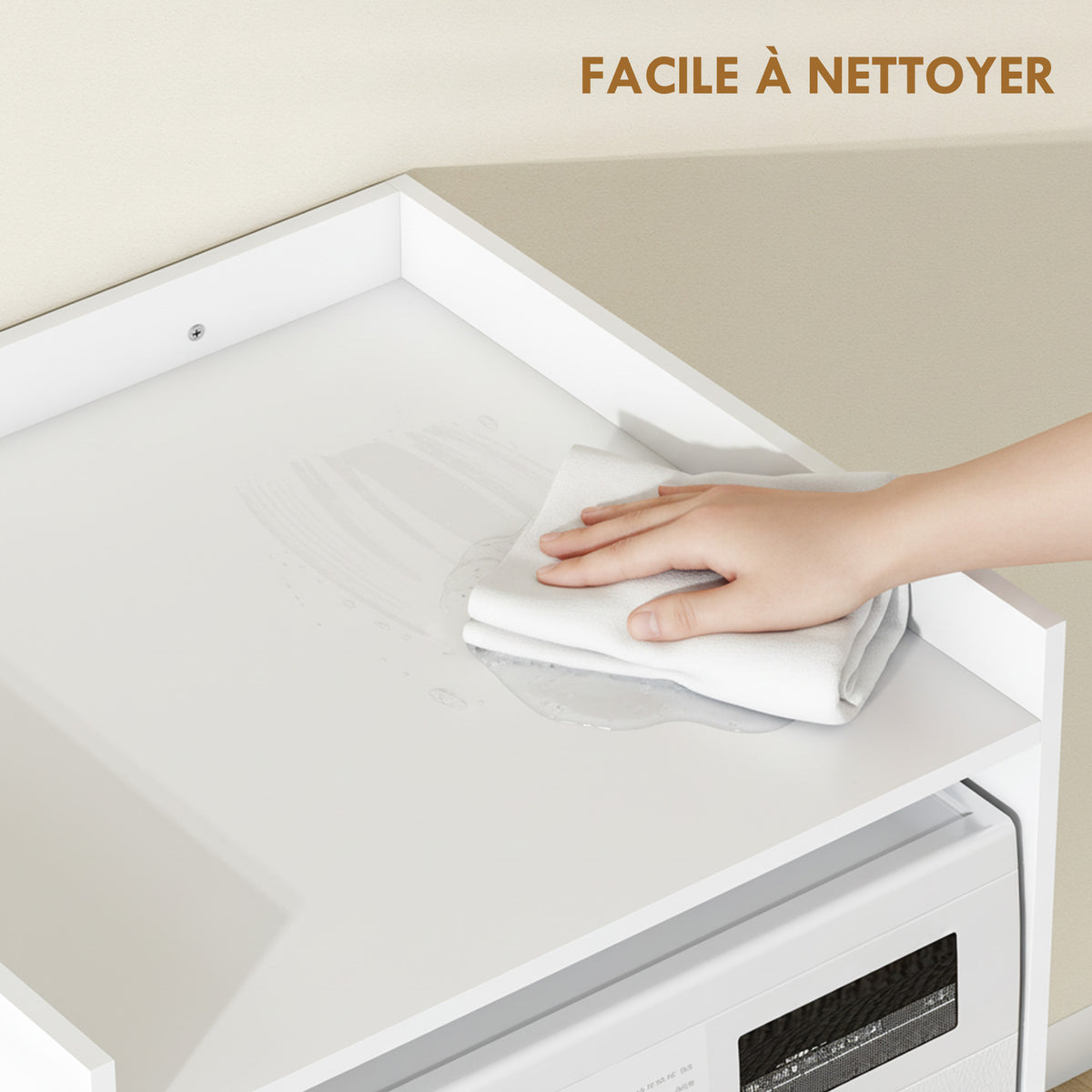 Meuble Machine à Laver avec Plan de Travail, Style Moderne, Anti-Basculement, Meuble de Rangement, 64x60x97,5cm, Blanc-6