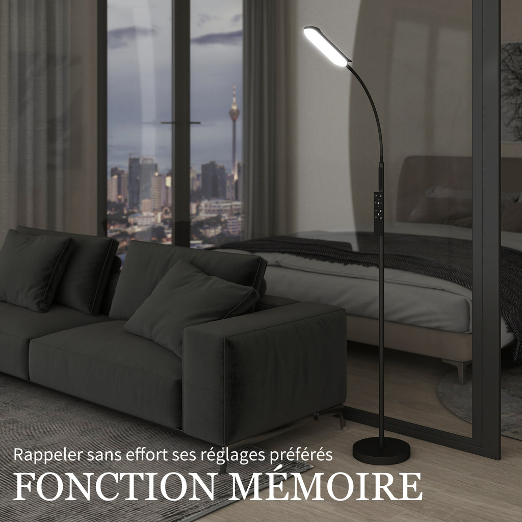Lampadaire sur pied de salon avec télécommande, contrôle tactile, température couleur et luminosité réglables, noir-4