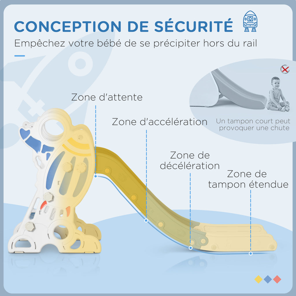 Toboggan pour enfants toboggan intérieur pour enfant, de 18 à 36 mois, jusqu'à 30 kg, 157L x 46,5l x 80H cm, bleu-3