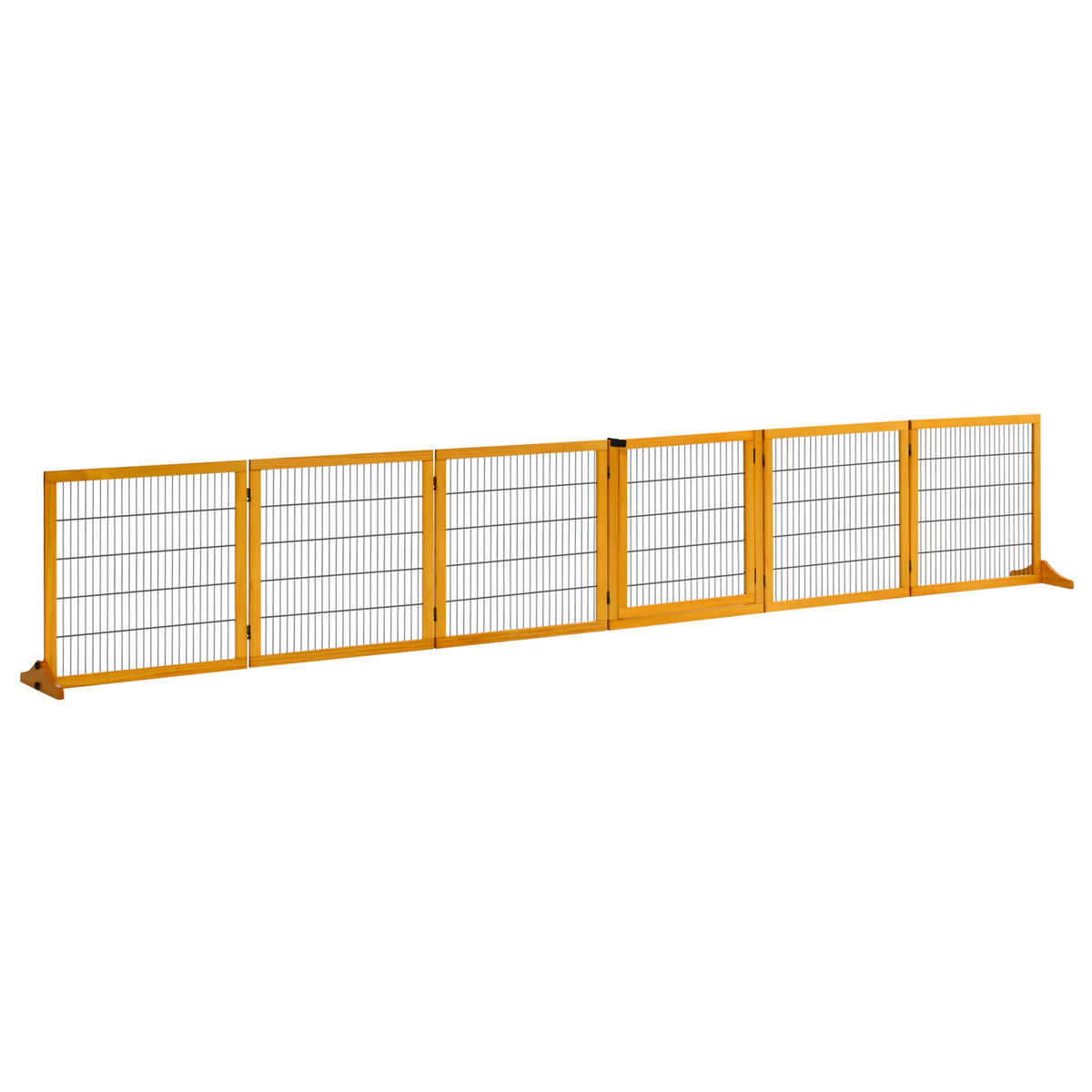 Barrière de sécurité pour chien barrière pliable à 6 panneaux avec pieds amovibles 432 x 36 x 70 cm jaune-0
