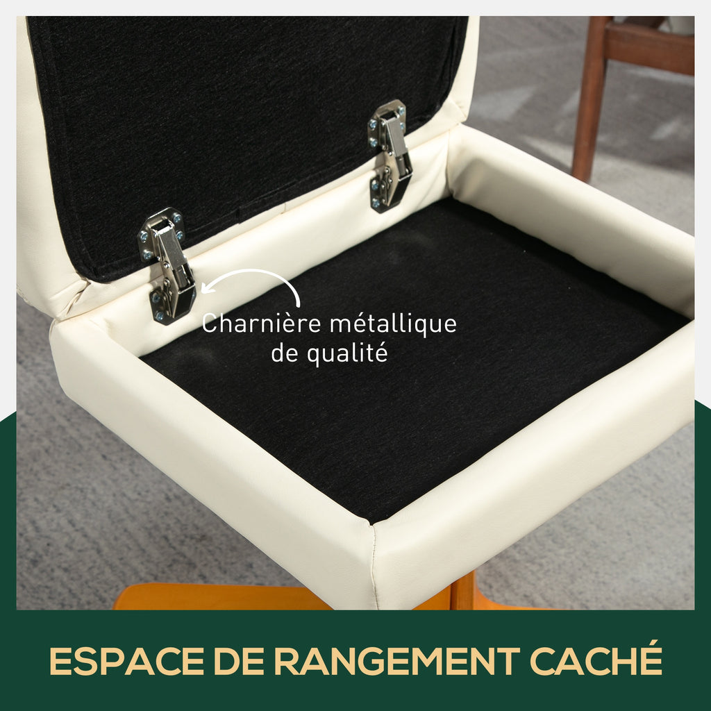 Fauteuil relax avec repose-pied, fauteuil de relaxation, pivotant à 360°, dossier inclinable, 80 x 86 x 99 cm, crème-4