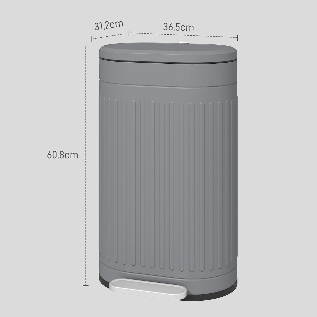 Poubelle de cuisine poubelle à pédale 30L couvercle à fermeture douce seau intérieur amovible 36,5 x 31,2 x 60,8 cm gris-2