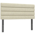 Tête de Lit Capitonnée, Hauteur Ajustable en 3 Niveaux avec Pieds en Métal pour Chambre, 140 x 10 x 106/116/126 cm Beige-0