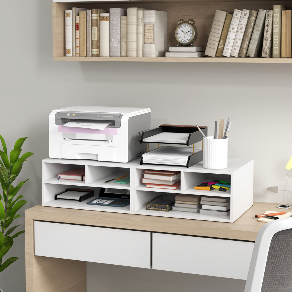 Organiseur bureau aspect blanc avec 3 compartiments fournitures support d'imprimante 47 x 40 x 22,5 cm-9