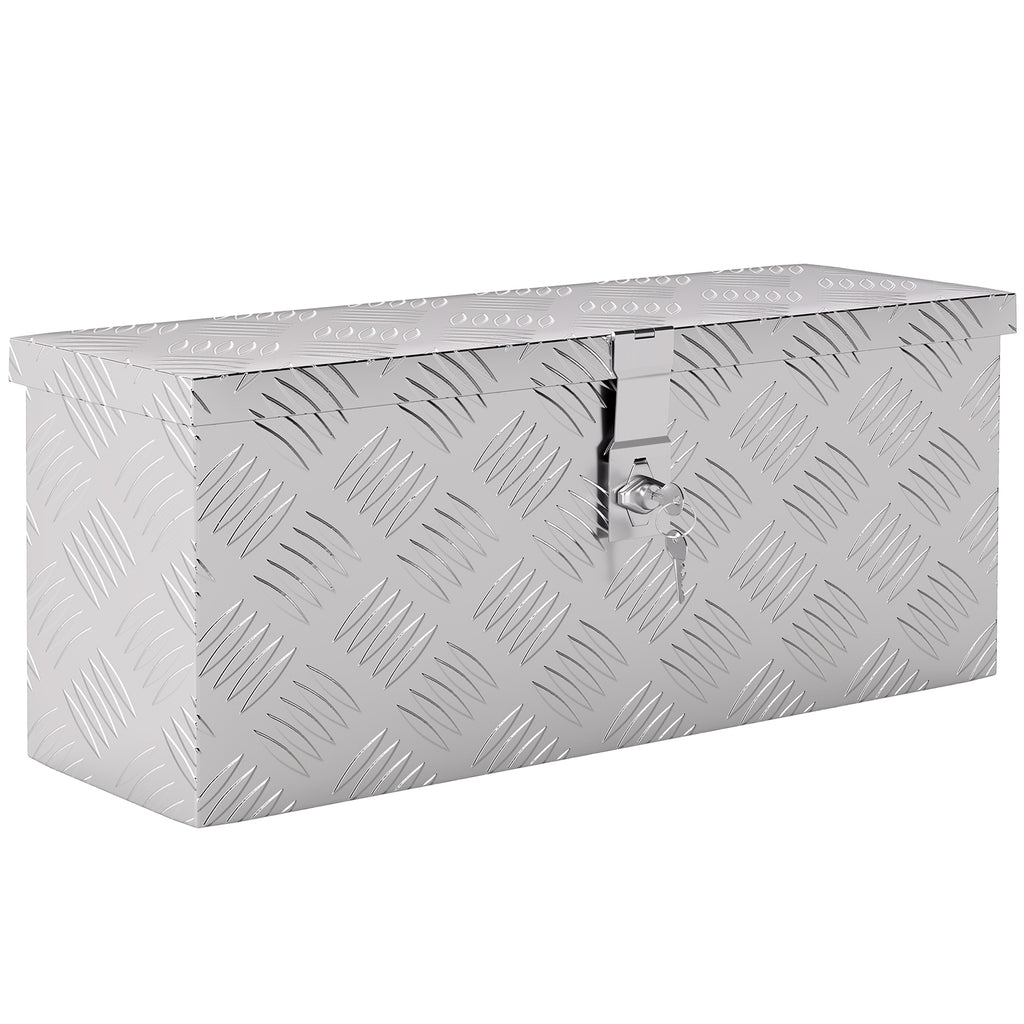 Boîte de rangement - boîte à outils en aluminium - caisse à outil alu. verrouillage clé dim. 50L x 15,5l x 20,5H cm - argent-0