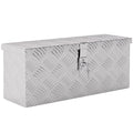 Boîte de rangement - boîte à outils en aluminium - caisse à outil alu. verrouillage clé dim. 50L x 15,5l x 20,5H cm - argent-0